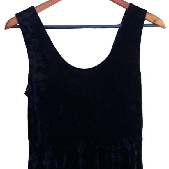 Forever 21 Dress Velour Skater Stretch Mini Fit Flare Witch Core Gothic Black M - Picture 5 of 8